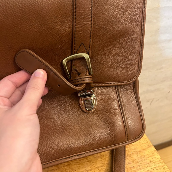 Hidesign Leather Men's Brown Briefcase Laptop Crossbody Travel Business Satchel - Picture 10 of 16